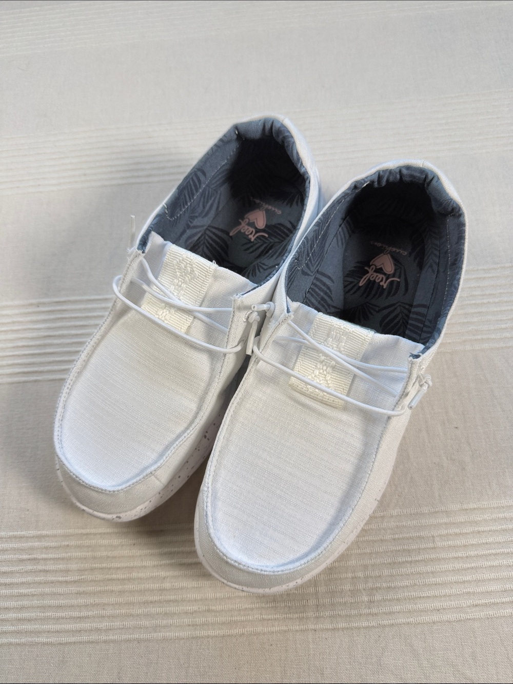 Reef White Canvas Slip-On Loafers for Women